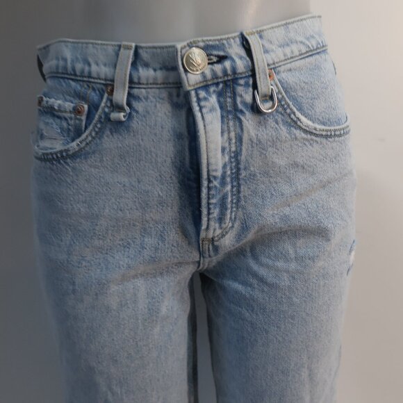 Women Rag & Bone New Girl Ruth Light Blue Super High-Rise Straight Denim Jean 26 - Picture 3 of 10
